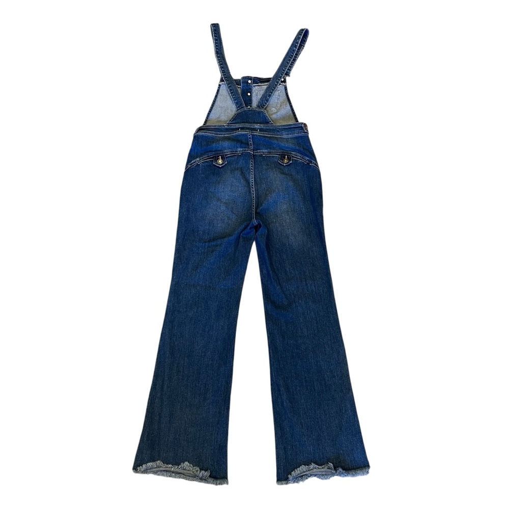 FREE PEOPLE Alvin Flared Overall Y2K Retro Raw Hem Denim Blue Size 28 - Picture 5 of 15